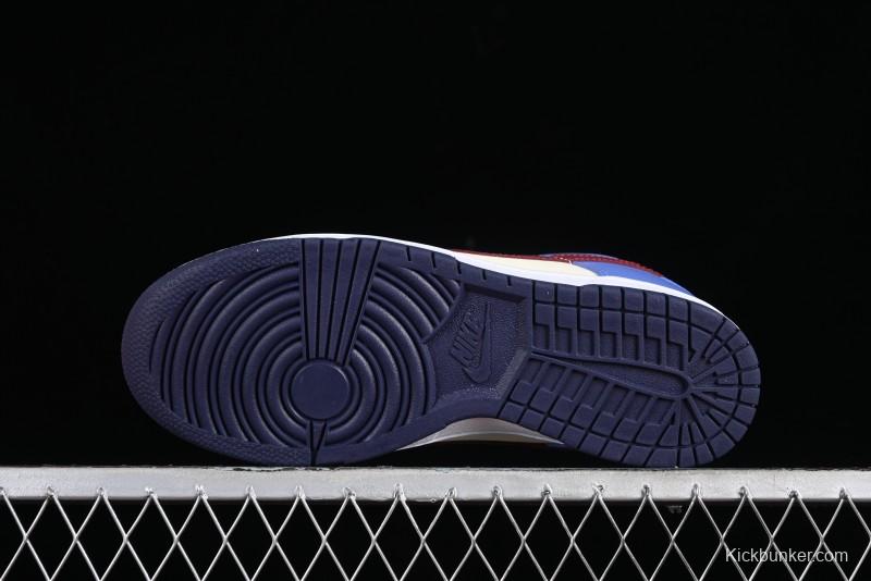 Nike Dunk Low SB Skateboarding Shoes in White Blue Red Colorway - FV8119-161