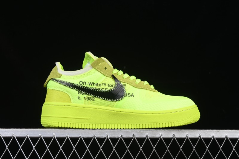 Nike Off White x Air Force 1 Low OW Collaboration Transparent Yellow Sneakers - AO4606-700
