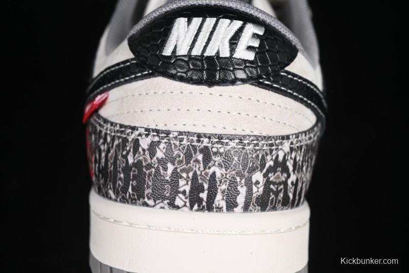 Nike SB Dunk Low Year of the Snake Series Snake Scale Black Swoosh Custom Low-Top Casual Skate Shoes - YX5066-272