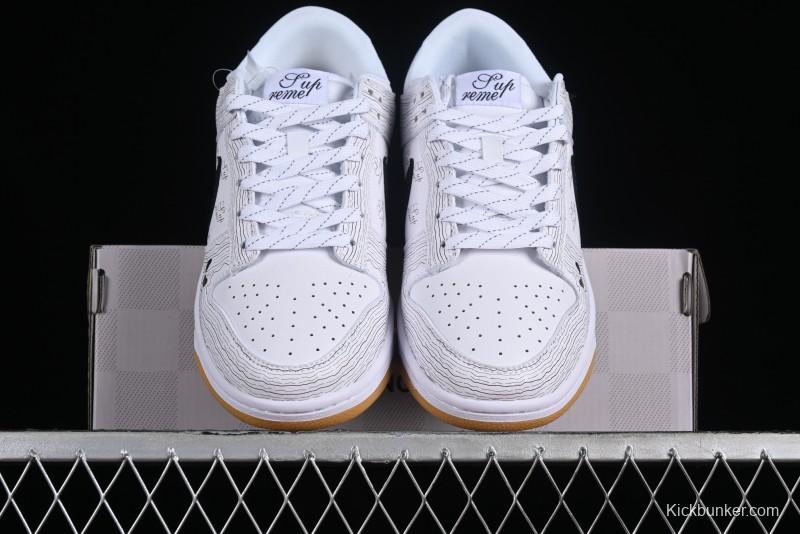 Supreme x Nike Dunk Low SB Casual Skate Shoes with Zoom Air Cushion - XD6188-034