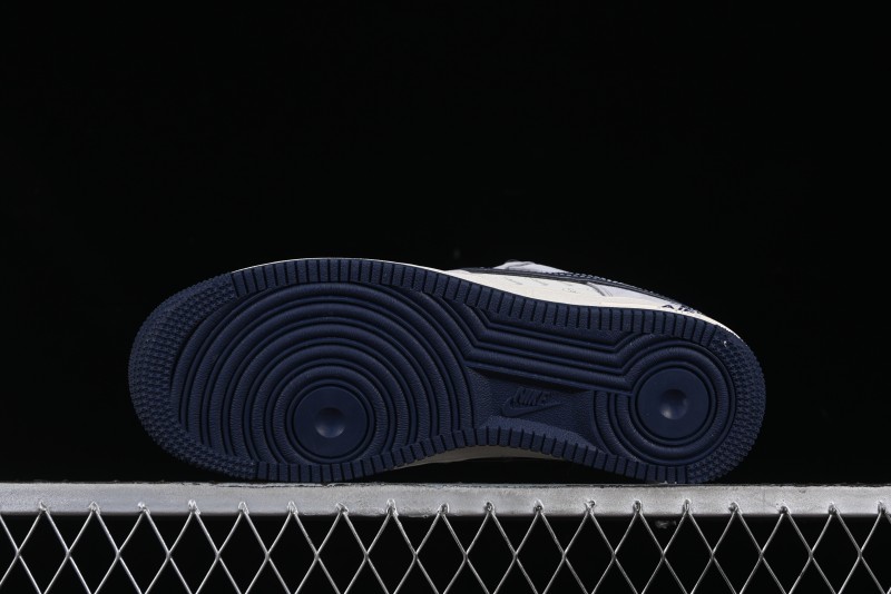 Nike Air Force 1 '07 Low Stussy Collaboration Grey Blue Swoosh Casual Sneakers - XZ3318-088