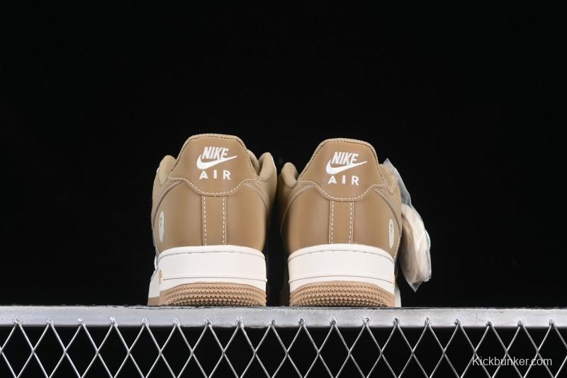 Nike Air Force 1 '07 Low Bape Collaboration Khaki Beige Grey Low-Top Casual Sneakers - BB6566-208