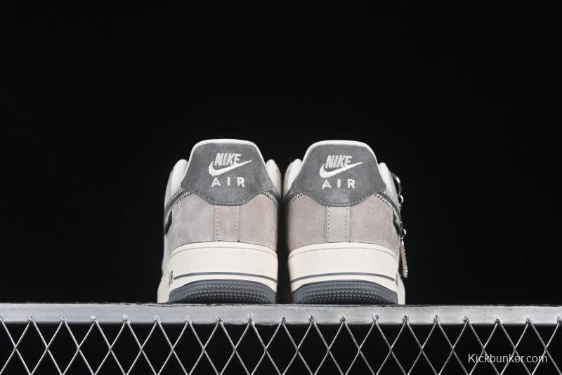 Nike Air Force 1 '07 Low Violent Bear Collaboration Grey Embroidered Swoosh Low-Top Casual Sneakers - KK1988-047