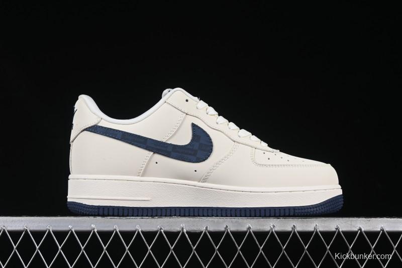 Nike Air Force 1 '07 Low Stussy Supreme Collaboration Checkerboard Beige Low-Top Casual Sneakers - DF0188-037