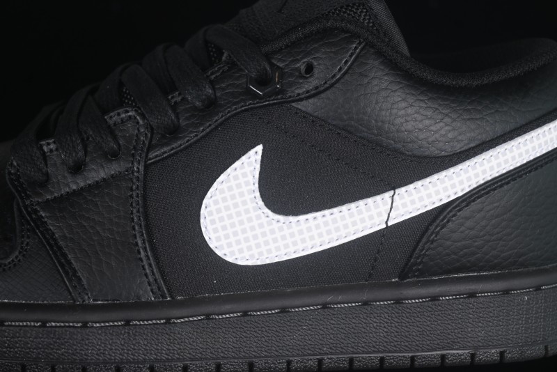 Nike Air Jordan 1 Low AJ1 Basketball Shoes in Black and White Canvas and Leather - HV5968-001