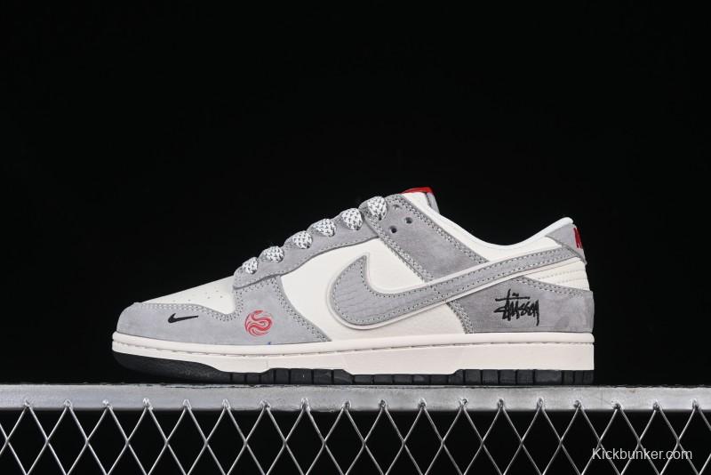 Nike SB Dunk Low Stussy Year of the Snake Limited Edition Grey Snake Swoosh Anniversary Custom Low-Top Casual Sneakers - XX3168-117