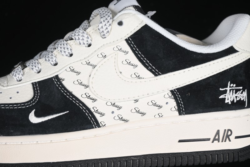 Nike Air Force 1 '07 Low Stussy Collaboration - Black White Casual Sneakers - XZ6188-671