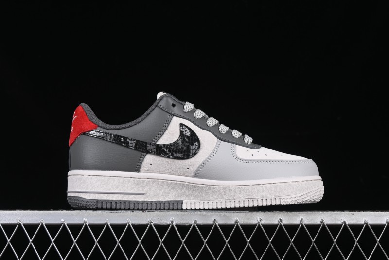 Nike Air Force 1 '07 Low The North Face Collaboration Beige Grey Black Snake Leather Custom Casual Sneakers - DM6688-052