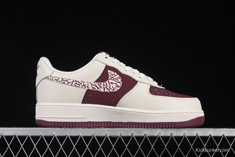 Nike Air Force 1'07 Low Supreme Collaboration Rice Wine Red Casual Sneakers - KK1988-070
