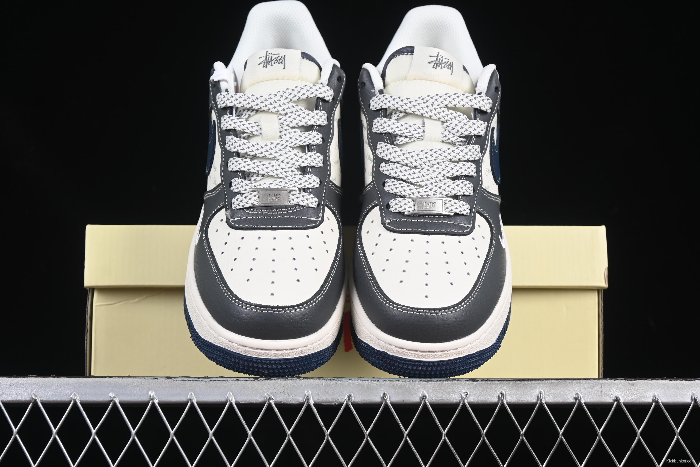 Nike Air Force 1 '07 Low Stussy Collaboration Navy Grey Casual Sneakers - XS1958-519