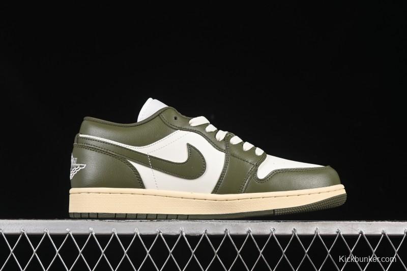 Nike Air Jordan 1 Low AJ1 Military Green White Casual Lifestyle Sneakers - DC0774-122
