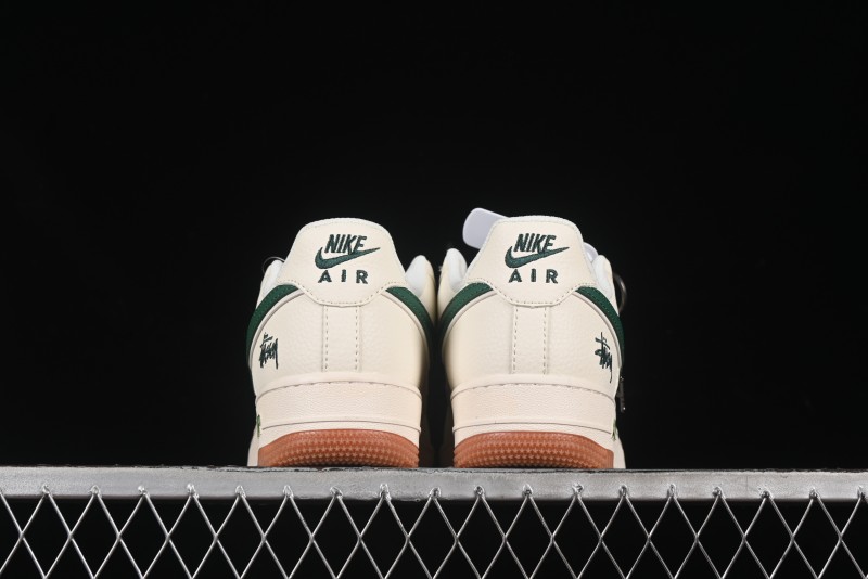 Nike Air Force 1 '07 Low Stussy Collaboration Green Swoosh Gum Sole Casual Sneakers - XX3168-138