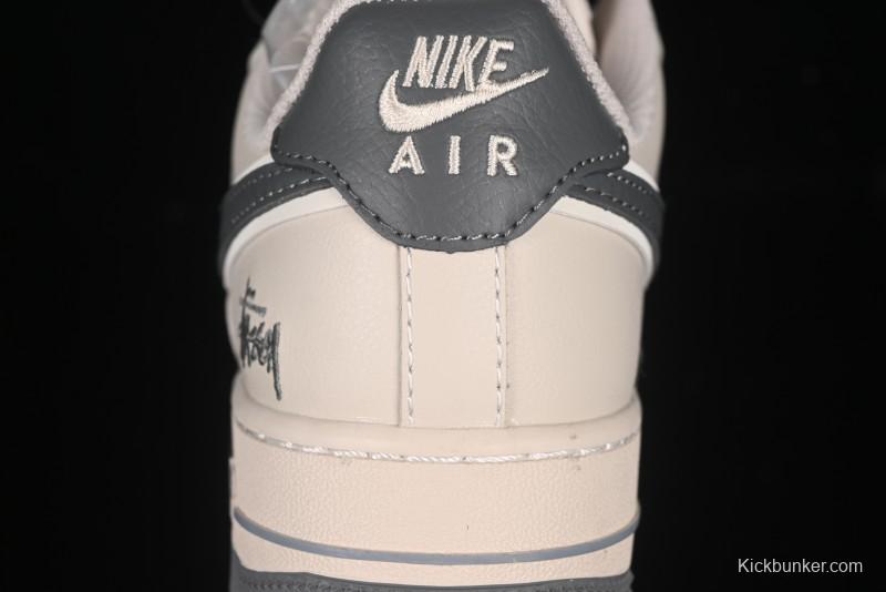 Nike Air Force 1 '07 Low Stussy Collaboration Pig Grey Swoosh Grey Sole Casual Sneakers - XX3168-126