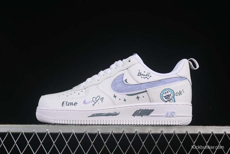 Nike Air Force 1'07 Low "Sesame Street" Custom Casual Sneakers - FB8971-080