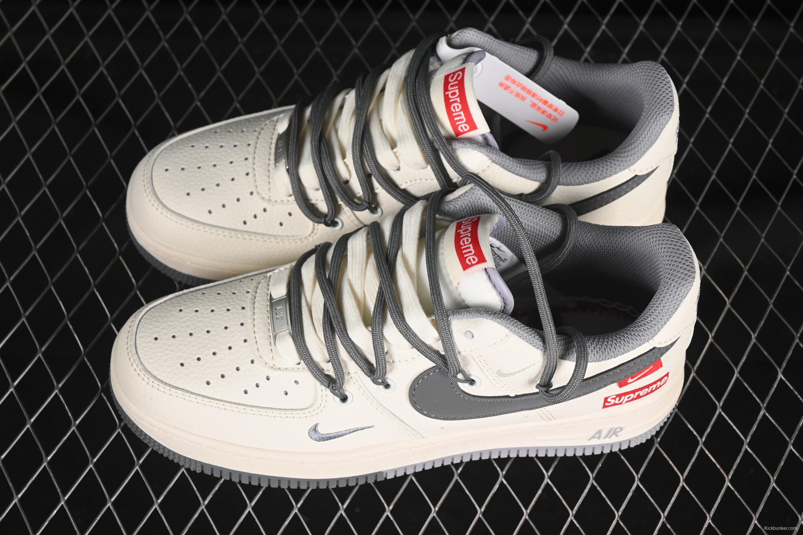 Nike Air Force 1 '07 Low Supreme Collaboration Dual-Tone Gray Lace-Up Casual Sneakers - DM6868-071