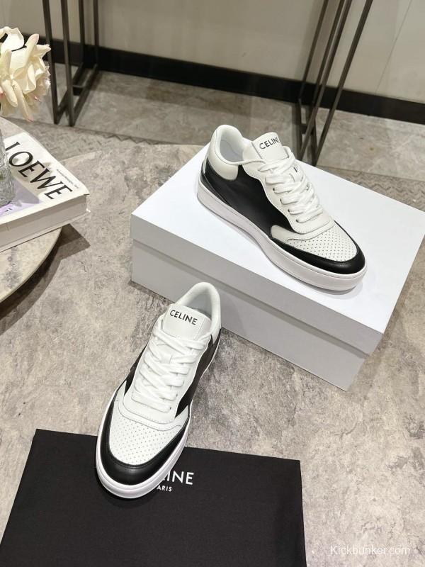 2025 Women Celine Black White Leather Sneaker