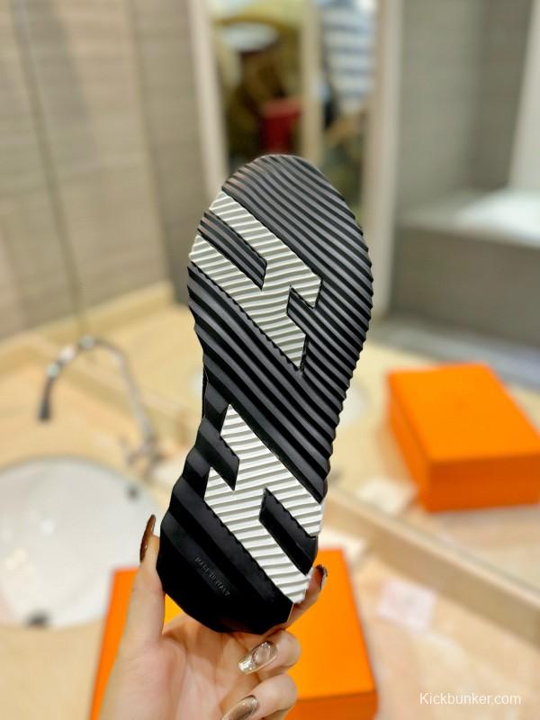 2024 Unisex Hermès black mesh suede sneakers