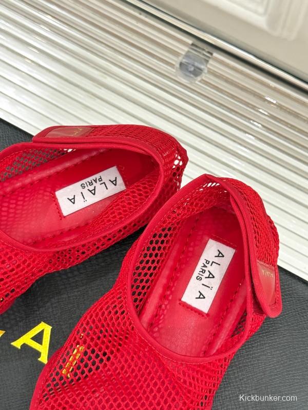2025 Women YSL Red Mesh Sandals