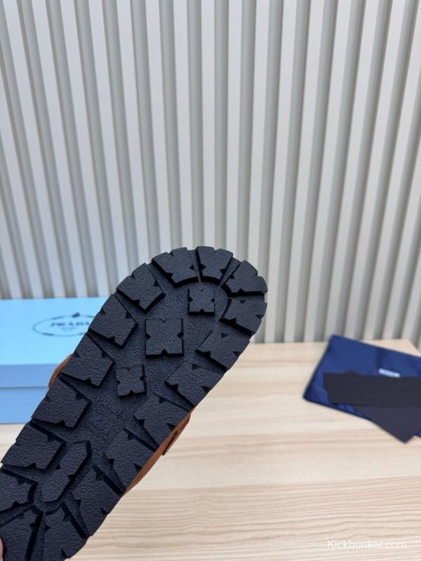 2025 Slippers Prada Brown Suede Slippers LY00280