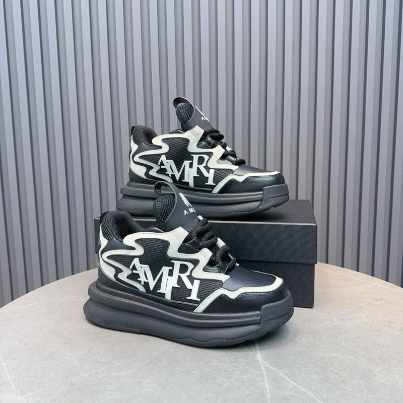 2024 Unisex Amiri Black White Mesh Leather Sneakers MJ00410