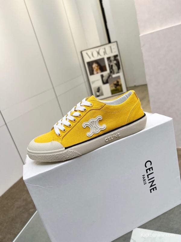 2025 Women Celine Yellow Canvas Sneakers LY00210
