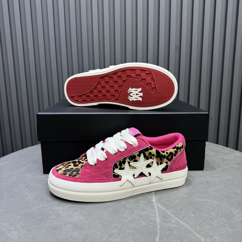 2025 Unisex Amiri Pink Leopard Suede Leather Sneakers