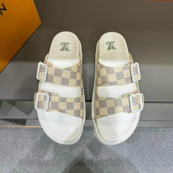 2024 Slippers Louis Vuitton White Beige Canvas Slippers