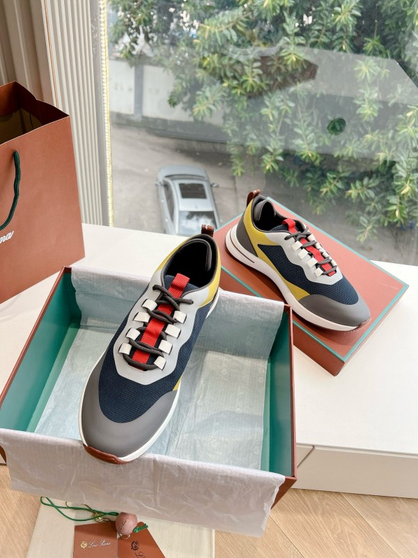 2024 Unisex Le Parmentier Yellow Navy Grey Knit Sneakers Top Version MJ00340