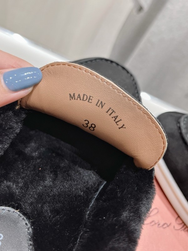 2024 Women LP Black Suede Fur Loafers