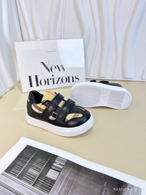 2024 Kids B White Black Canvas Leather Shoes