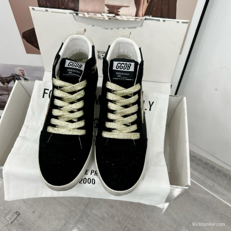 2024 Unisex GGDB Black Gold Leather Suede High Top Sneakers MJ00300