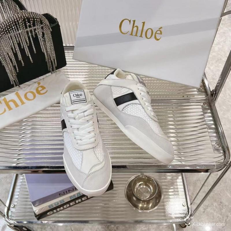 2025 Women Chloé White Mesh Leather Sneakers LY00280