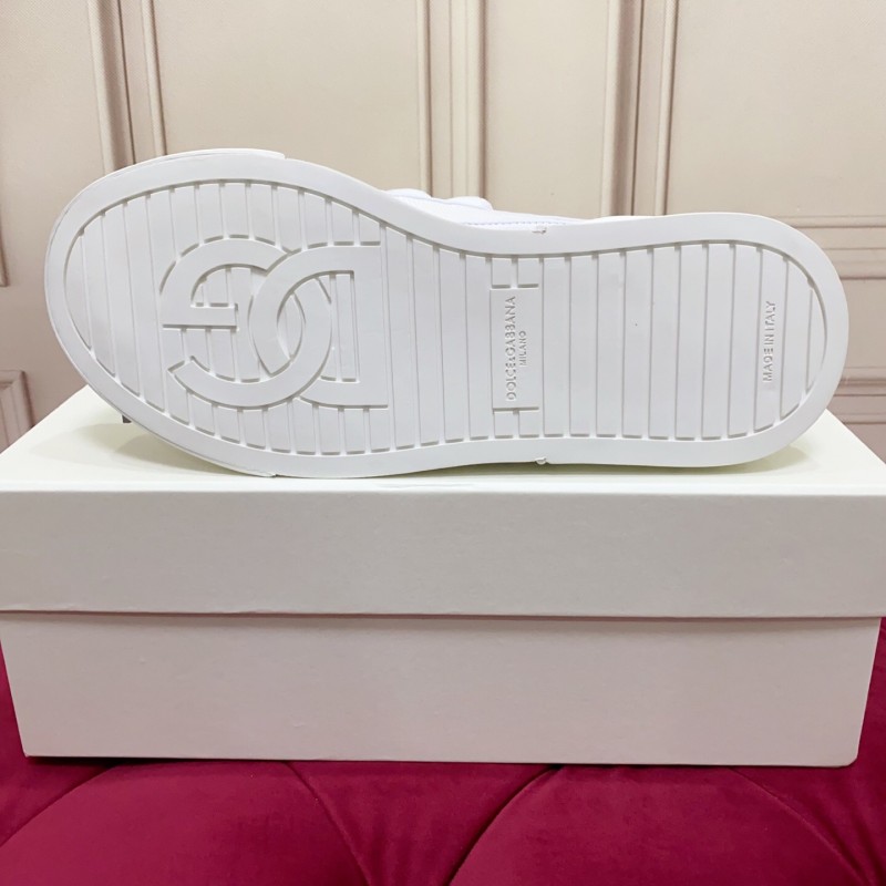 2025 Unisex Dolce & Gabbana White Leather Mesh Sneakers
