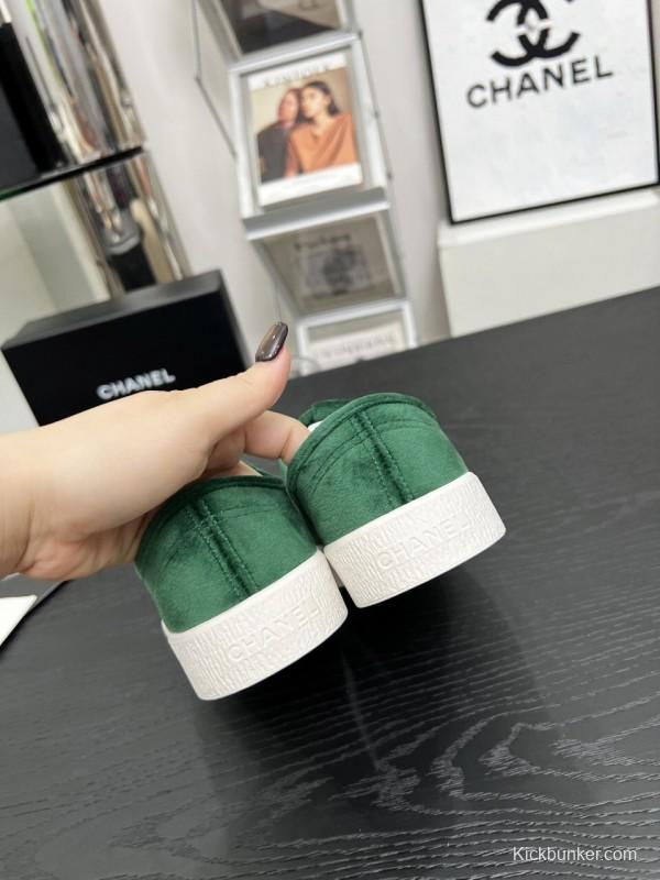 2025 Women Chanel Green Suede Sneakers LY00230