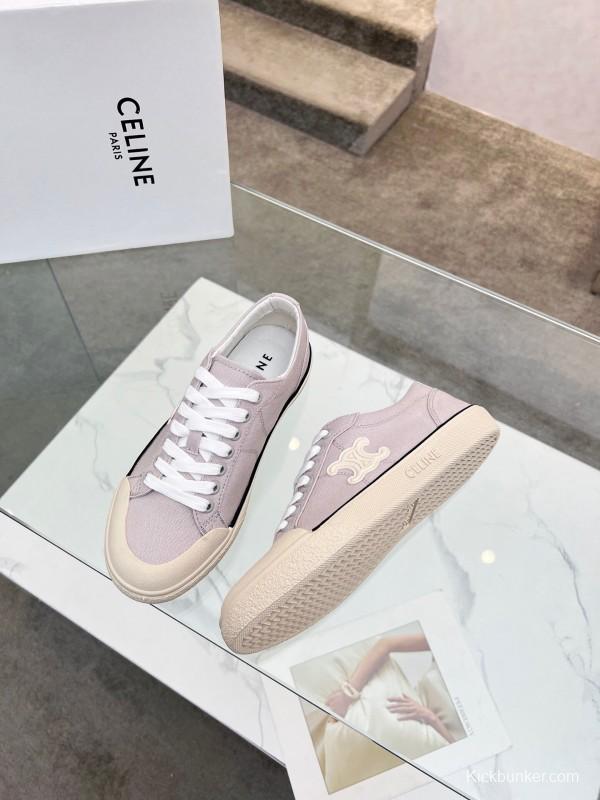 2025 Women Celine Light Grey Canvas Sneakers LY00210