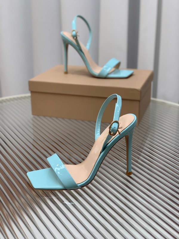 2025 Women Gianvito Rossi Light Blue Patent Leather High Heel Sandals