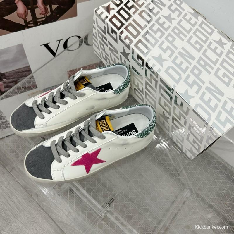 2025 Women GGDB White Pink Grey Glitter Leather Suede Sneakers