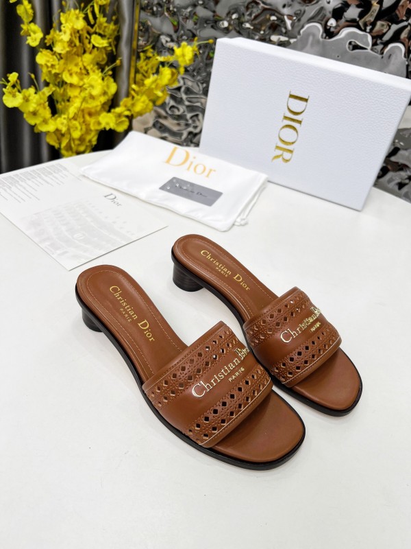 2025 Women Dior Brown Leather Sandals LY00210