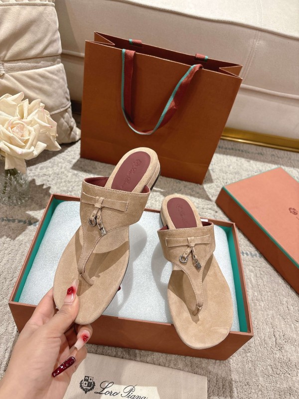 2025 Slippers LP Beige Suede Thong Sandal LY00250
