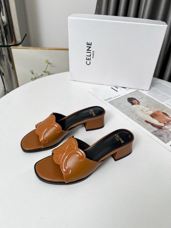2025 Women Celine Brown Leather Sandals