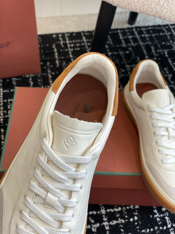 2024 Unisex Loro Piana White Beige Leather Calfskin Plimsolls MJ00320