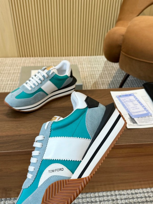 2025 Unisex TOM FORD Blue White Black Suede Leather Sneakers LY00360(F)/LY00370(M)
