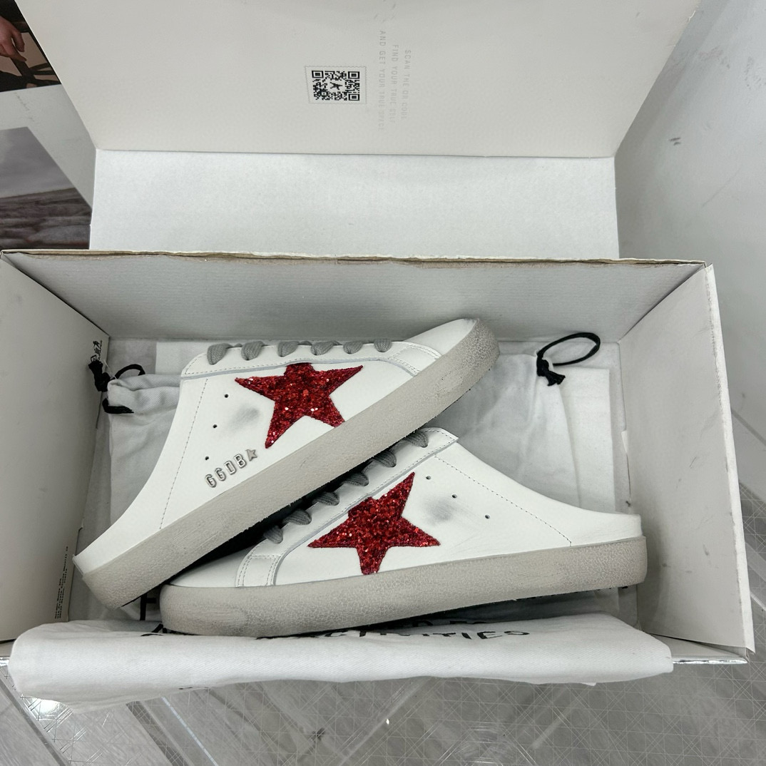 2025 Women GGDB White Red Leather Sneakers