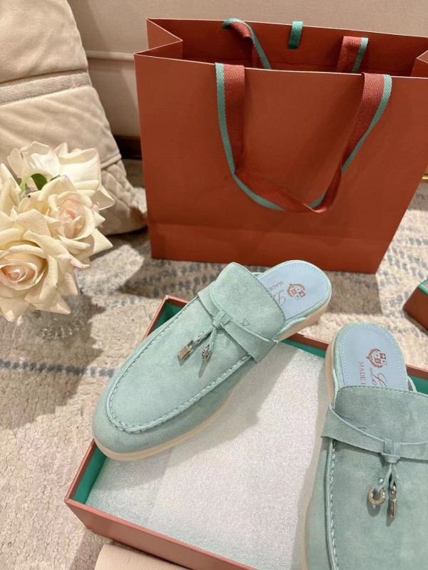 2025 Women LP Mint Green Suede Loafers LY00430F