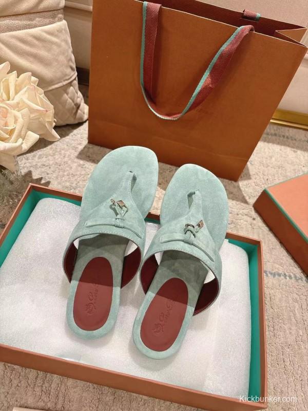2025 Women Le Parmentier Mint Suede Slippers LY00250