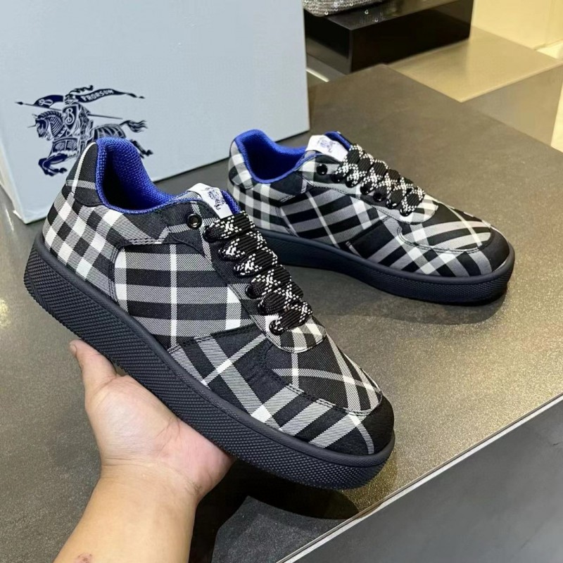 2024 Unisex Burberry Black White Nylon Sneakers