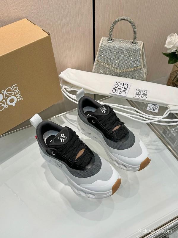 2025 Unisex Loewe Black White Grey Polyester Mesh Sneakers