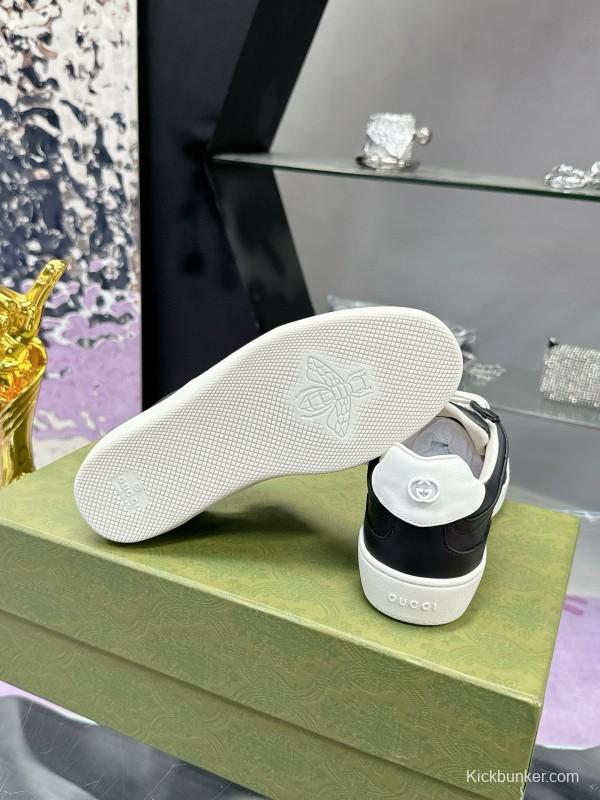 2024 Unisex Gucci Black White Leather Suede Sneakers MJ00310