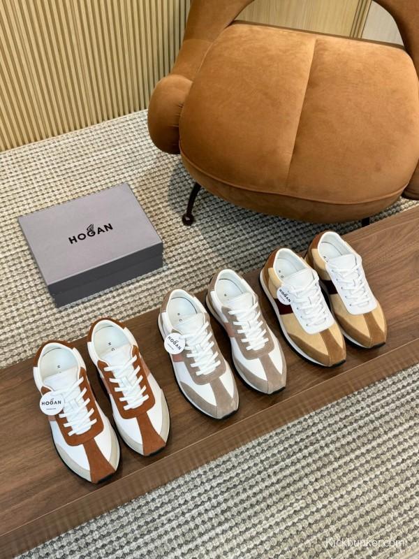 2025 Men HOGAN Beige White Burgundy Suede Leather Sneakers