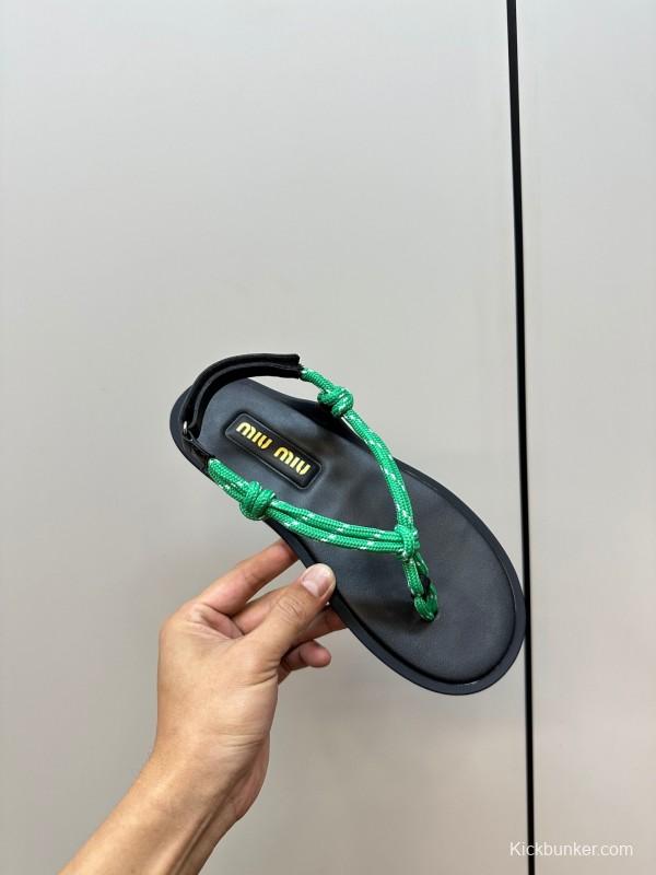 2025 Women Miu Miu Brown Leather Sandals